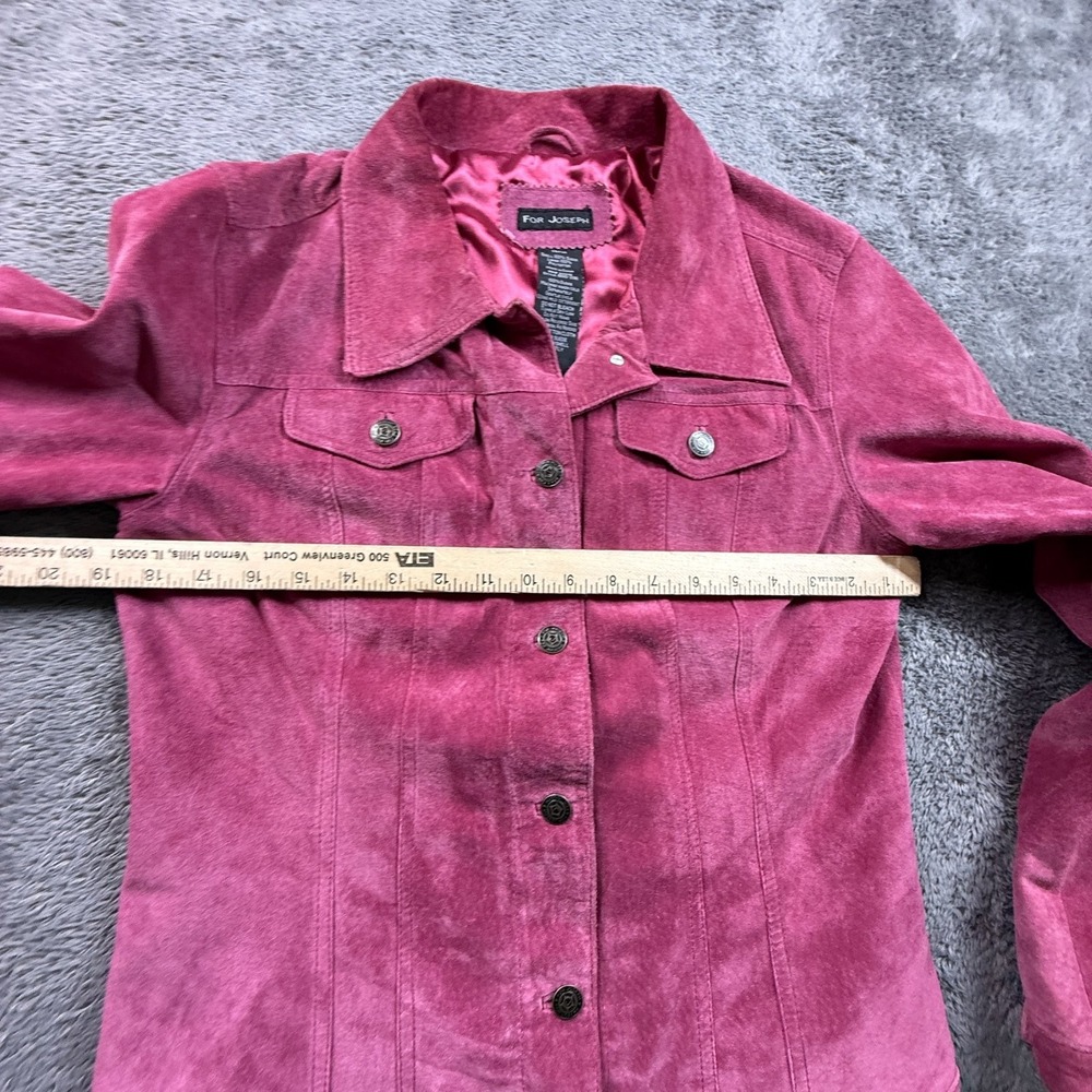 For Joseph M Pink Suede Leather Jacket Womens Button Front Y2K Vintage - Picture 4 of 6